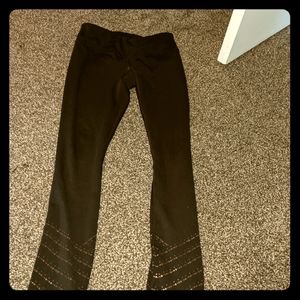 Black long yoga pants with glitter detail bottom